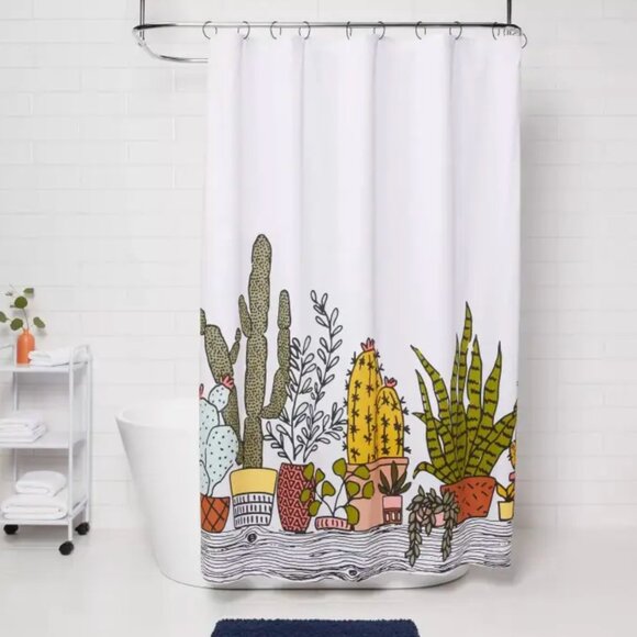 TARGET Cactus Succulent Plant Lover Fabric Shower Curtain Tapestry 72”x72” - Picture 1 of 3
